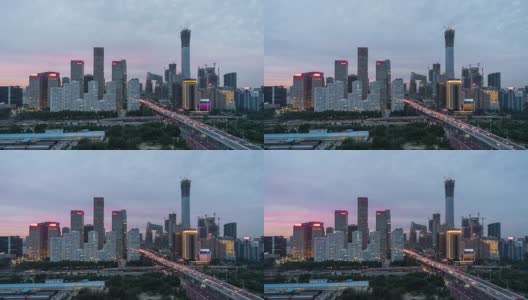 T/L HA Downtown Beijing, Dusk to Night / Beijing, China高清在线视频素材下载
