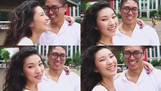 年轻的亚洲夫妇在自拍高清在线视频素材下载