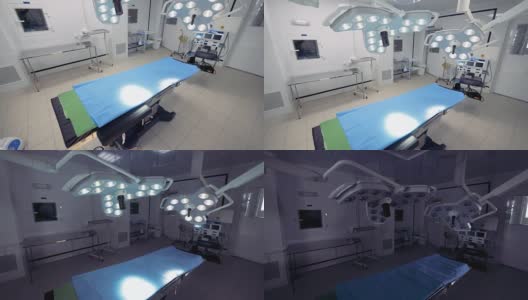 房间里的手术台和手术灯。高清在线视频素材下载