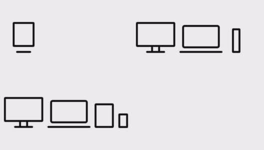 一套设备图标:智能手机，平板电脑，笔记本电脑和台式电脑。动画4 k。高清在线视频素材下载