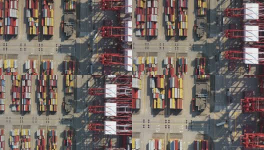 上海洋山深水港实时鸟瞰图，洋山深水港是一个集装箱工业港口。高清在线视频素材下载
