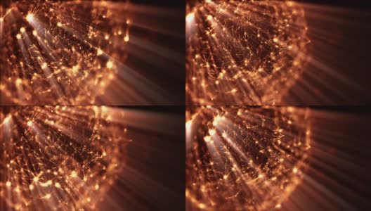 3d循环粒子动画与景深，散景和光线有趣的背景或vj循环，如微观世界或外太空。无缝黄金抽象背景。V20高清在线视频素材下载