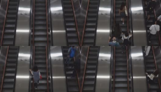 4K步行者工薪阶层上下自动扶梯上班回家高清在线视频素材下载