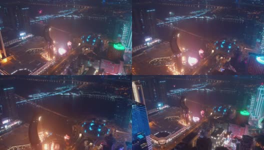 夜间灯光澳门城湾著名的市中心酒店航拍全景4k中国高清在线视频素材下载