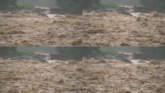 有泡沫的小溪，危险的急流，狂暴的河流高清在线视频素材下载