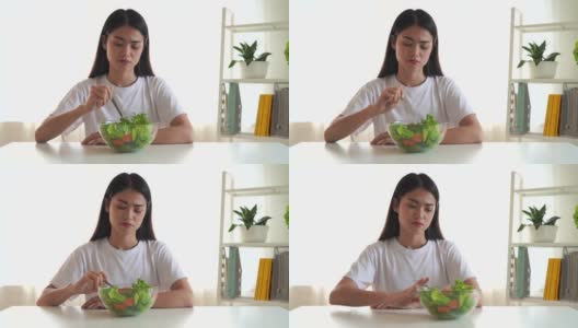 亚洲女性厌倦了健康食品。高清在线视频素材下载