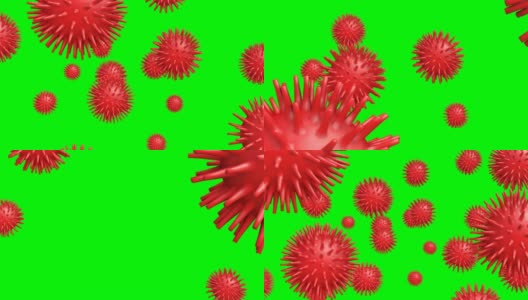 有点像病毒图像。病毒概念对象在绿色色度键上。COVID-19冠状病毒,流感病毒,感染。高清在线视频素材下载