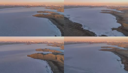 两个半岛凸出在结冰的湖面上高清在线视频素材下载