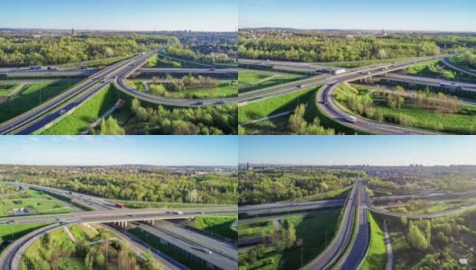 波兰Kraków的多级高速公路交叉点高清在线视频素材下载