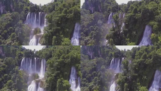 高空摄影拍摄森林深处的大瀑布高清在线视频素材下载