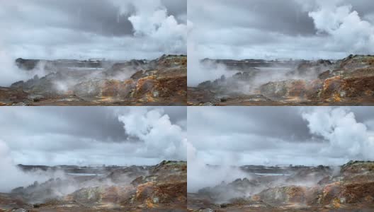 冰岛Gunnuhver地热区高清在线视频素材下载