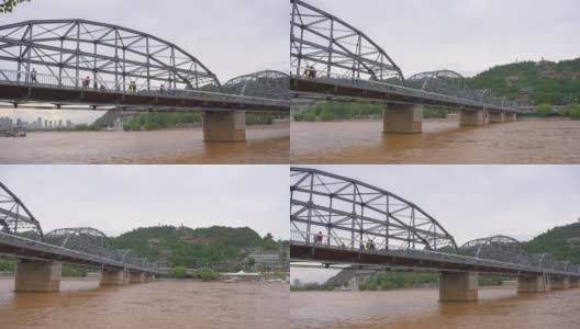 中国甘肃兰州黄河中山桥高清在线视频素材下载