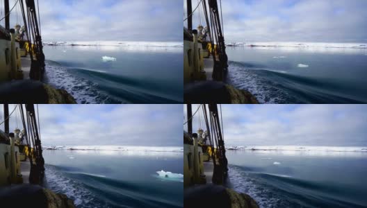 斯瓦尔巴特群岛探险，乘帆船前往北部峡湾，冰川高清在线视频素材下载
