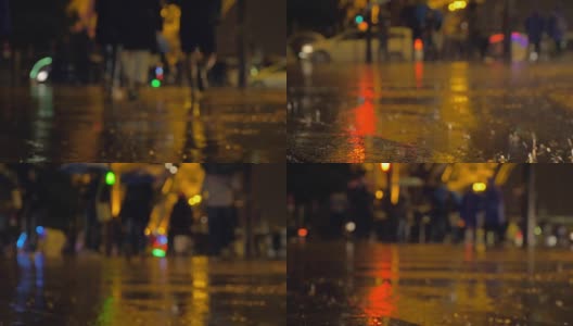 夜城大雨倾盆高清在线视频素材下载