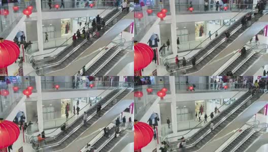 T/L TU购物中心自动扶梯/中国北京高清在线视频素材下载