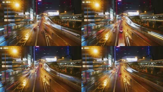 香港街头夜车，延时平移4k。高清在线视频素材下载