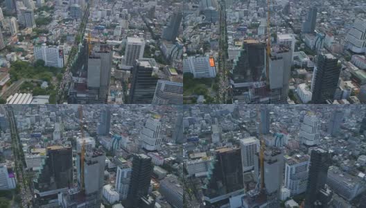 4k超延时:鸟瞰图在泰国曼谷的建筑工地高清在线视频素材下载