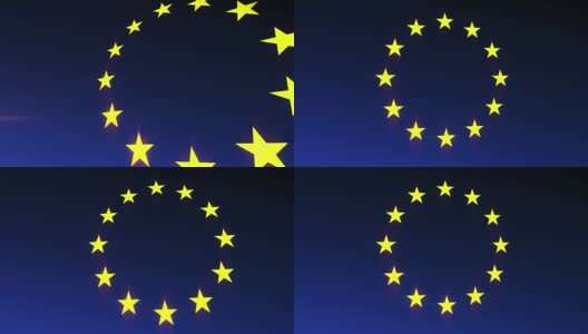 欧盟旗帜4k动画剪辑。高清在线视频素材下载
