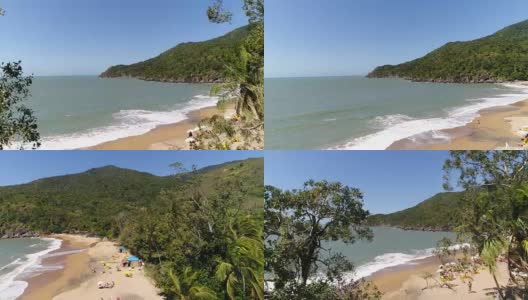 巴西伊尔哈贝拉Jabaquara海滩鸟瞰图高清在线视频素材下载