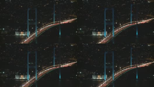 晚上的伊斯坦布尔博斯普鲁斯大桥高清在线视频素材下载