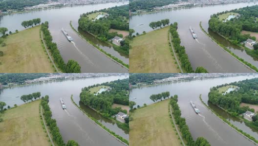 德国科斯泰姆的莱茵河和美因河汇合处-鸟瞰图高清在线视频素材下载