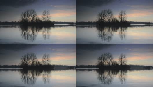 冬天的湖日落高清在线视频素材下载