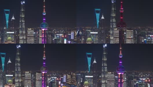 上海摩天大楼鸟瞰图，无人机拍摄高清在线视频素材下载