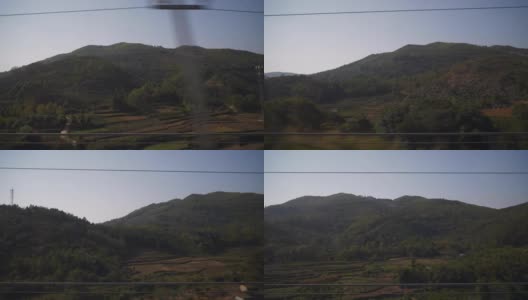 晴天成都到广州火车公路旅行侧座位窗pov全景4k中国高清在线视频素材下载
