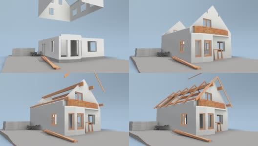 在建房屋的3d模型高清在线视频素材下载