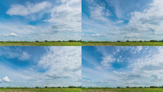 4K时间流逝，美丽的空气气氛明亮的蓝天天气自然背景抽象清晰的纹理与白云夏天的太阳天。高清在线视频素材下载