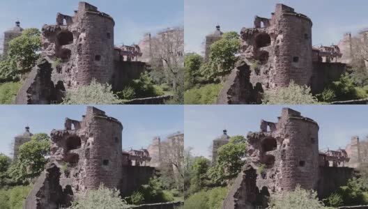 海德堡城堡，废墟之泉高清在线视频素材下载