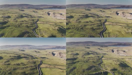 约克郡山谷的乡村公路-无人机拍摄高清在线视频素材下载