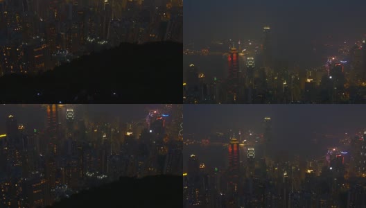 夜间时间香港湾著名山顶景点交通全景4k中国高清在线视频素材下载