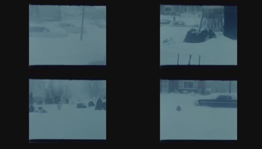 1964年，暴风雪在大雪中覆盖了郊区的老爷车高清在线视频素材下载