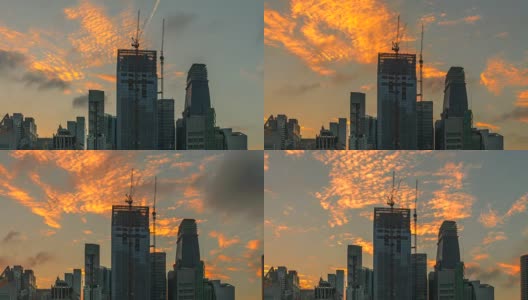 4k time - apse Movie Sunrise移动云与建筑工地，新加坡高清在线视频素材下载