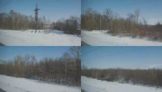 4K的视角从一辆客运列车的窗口。这是典型的俄罗斯冬季景观高清在线视频素材下载