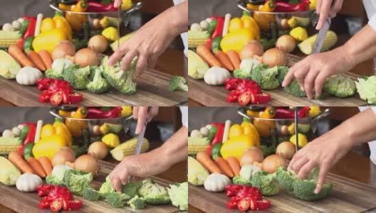 厨师切肉和蔬菜，南非高清在线视频素材下载