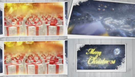 圣诞贺卡与礼物(晚上，黄金)-环高清在线视频素材下载