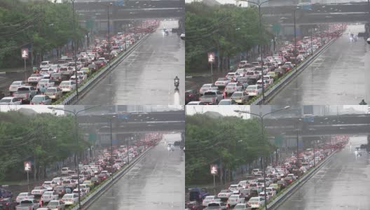 大雨中交通堵塞高清在线视频素材下载