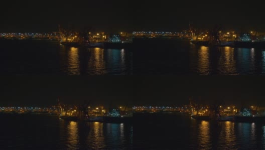 夜间深圳市工作港口集装箱码头全景4k中国高清在线视频素材下载