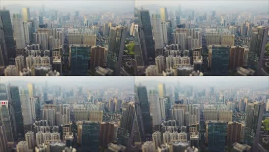 日落时分广州市景市中心航拍全景倾斜4k中国高清在线视频素材下载