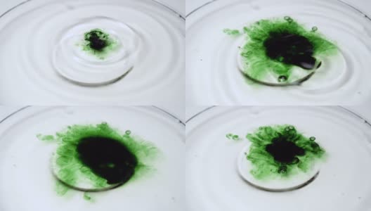 一滴绿色的叶绿素或小球藻提取物落入水中高清在线视频素材下载