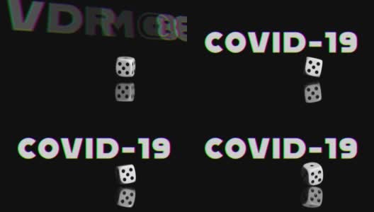 动画的covid19文本骰子在黑色背景高清在线视频素材下载