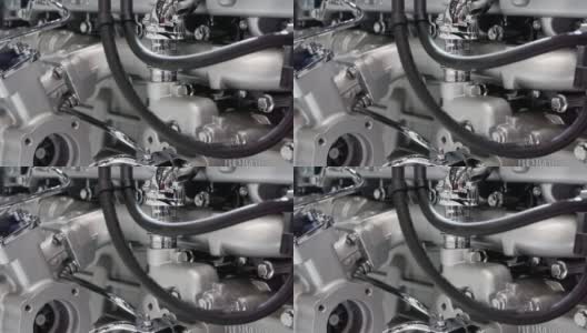 特写镜头，汽车引擎的碎片高清在线视频素材下载