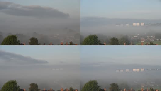 斯托克在特伦特天际线时间流逝出现在雾中。2021年9月高清在线视频素材下载