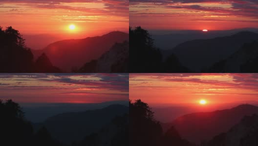 红色山日落高清在线视频素材下载