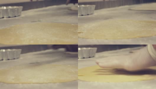 用炊具准备面粉面团高清在线视频素材下载