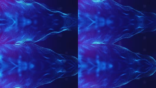 3d无缝动画作为数字科幻小说背景的发光粒子，就像在纳米世界具有景深，散景。粒子形成线，表面网格或神秘的虚拟空间。蓝色的13高清在线视频素材下载