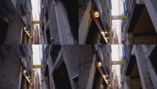 慢镜头拍摄的意大利威尼斯狭窄的街道高清在线视频素材下载