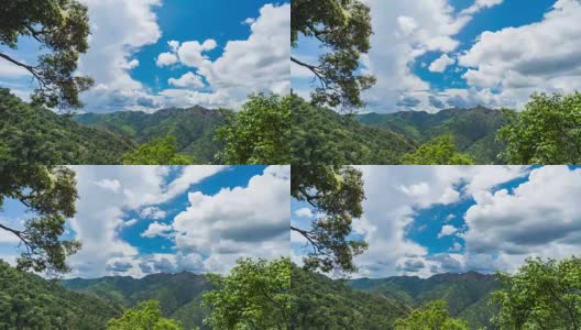 美丽的热带山脉和蓝天与移动的云。时间流逝的视频高清在线视频素材下载
